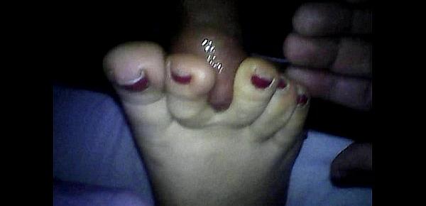  pretty sleeping toejob cum